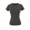 Ropa de Mujer al por Mayor Transfronteriza Estilo Europeo y Americano Tops de Manga Corta de Color Sólido Nuevo Verano 2025 Camiseta Versátil de Cuello Redondo para Mujer de Corte Ajustado