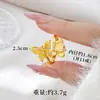 Anillo de Trébol de Cuatro Hojas con Incrustaciones de Circonita Estilo Lujo Ligero Tendencia Nacional para Mujer, Anillo Abierto de Oro Arena Vietnamita, Elegante Oro Imitación Joyería Yiwu