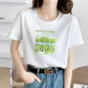 Popular camiseta de manga corta de verano para mujer de Lightning Warehouse, estilo coreano, estampado de flores de margarita, camiseta básica casual blanca de talla grande, top para mujer
