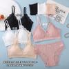 Conjunto de Sutiã e Calcinha de Renda Sexy com Decote Profundo, Forro de Algodão Puro Amigo da Pele na Virilha, Tecido que Absorve a Umidade, Lingerie Push-Up Estilo Francês para Mulheres