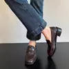 Versión de Piel de Vaca~Mocasines de Suela Gruesa para Mujer Estilo Británico Tacón Grueso Zapatos de Una Sola Pieza Versátiles Slip-on Zapatos Perezosos Estilo Universitario Zapatos Pequeños de Cuero