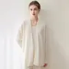 Hilo Kang Sai Ni 100% Cachemir Puro Moda Femenina Temperamento Elegante Cárdigan de Punto Abrigo Holgado Perezoso