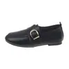 Mocasines Redondos Estilo Old Money para Mujer 2026 Otoño Hebilla Retro Planos Zapatos Individuales para Viajes Cortos Zapatos Pequeños de Cuero