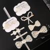 Estilo Coreano Comercio Exterior Nuevo Estilo Pinza de un carácter Combinación con todo Pinza lateral Lazo Perla Pinza para el cabello Celebridad de Internet Vintage Pinza para flequillo Pinza para el cabello para mujer