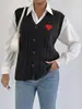 Cárdigan de punto para mujer Otoño e Invierno Chaleco exterior casual para mujer Suéter tejido trenzado Chaleco con empalme de flor tridimensional