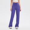 Calça Esportiva Drapeada Chaijue para Mulheres, Perna Larga Leica Cintura Alta Casual para Exterior, Calça de Fitness Yoga Escovada de Alta Elasticidade