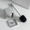 Cepillo para Inodoro sin Rincones Muertos, Cepillo de Baño para el Hogar, Juego de Cepillos para Limpiar Inodoros de Mango Largo Montado en la Pared sin Taladro