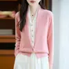 Nuevo Cárdigan de Lana Tejida con Cuello en V para Otoño e Invierno Suéter Holgado de Manga Larga para Mujer Chaqueta Superior de Alta Gama para Mujer