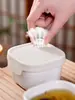 Cuenco pequeño de cerámica para cocinar al vapor con tapa, Olla pequeña para cocinar al vapor casera para verduras, carne y flan de huevo, Cuenco cuadrado pequeño para salsa y aperitivos