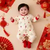 Roupas de Ano Novo para Bebê, Macacão de Algodão, Roupas de Natal Classe A para Bebê, Roupas Vermelhas de Saudação de Ano Novo, Macacão de Inverno para Recém-Nascido