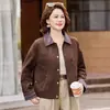 Abrigo de otoño para mujeres de mediana edad y mayores con botones, chaqueta de cuello solapa, corte holgado, elegante, versátil y juvenil