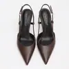 Tacones altos de PU mate de una sola tira al por mayor de fábrica, tacones altos de moda estilo francés, punta fina, color liso, sandalias de tacón de aguja elegantes