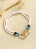 Estilo Vacaciones en la Playa Doble Capa de Abalorios de Arroz Doble Corazón Collar de Perlas Collar de Turquesa Pulsera Cadena Corporal Combinación para Mujeres