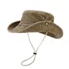 Sombrero de Vaquero de Montañismo Cortavientos para Exteriores de Otoño Personalizado Grueso Lavado Desgastado Algodón Puro Retro Protector Solar Sombrero de Pescador
