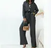 Conjunto Casual de Camisa de Manga Longa Amassada Plus Size e Calça Wide Leg Transfronteiriço, Estilo Europeu e Americano Solto, Outono e Inverno, Conjunto Elástico Feminino de Comércio Exterior