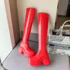 2024 novas botas muffin de sola grossa botas de salto alto sapatos casuais botas de cavaleiro elásticas até o joelho 40-43 botas de comércio exterior