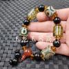 Pulsera de Cuentas de Ágata de Jade Dragón Jade Cuentas de Tres Ojos Cuentas de Barril Pulsera de Cuentas Pulsera de Jade Pulsera Retro Pulsera de Jade