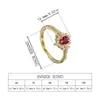 Anel de Zircônia Vermelho Sangue de Pombo Elegante e de Alto Padrão, Venda Quente Transfronteiriça, Anel de Zircônia Branca Banhado a Ouro Cobre para Mulheres, Microincrustado