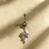 Anillo de Acero Inoxidable y Resina para Ombligo con Cruz, Estilo Dulce Europeo y Americano, Piercing para Ombligo Incrustado con Diamantes, Joyería de Piercing de Alta Gama