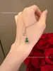 Collar de borlas de doble calabaza de alta calidad Qijia, cadena para la clavícula de mujer con incrustaciones de diamantes y nácar blanco, exquisito y versátil, lujo ligero, transfronterizo