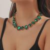 Suministro Transfronterizo de Collares Cuadrados Multicolor, Juegos de Joyería de Cadena para Clavícula de Vidrio de Cristal Geométrico, Accesorios Exagerados para la Noche