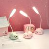 Nova luminária de mesa pequena LED de desenho animado animal, luminária de aprendizagem leitura proteção para os olhos, mini luz noturna de cabeceira, luminária de mesa recarregável por USB