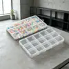 Caixa organizadora de 15 compartimentos para parafusos de mesa, botões, miçangas, caixa retangular de plástico transparente, caixa para classificar miçangas