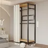 Arara de Roupas de Chão Guarda-Roupa Aberto para Quarto Prateleira de Metal Aço para Hall de Entrada Prateleira de Armazenamento de Roupas para Pendurar Montagem
