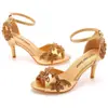 Sandalias de Tacón Alto de Satén para Novia, Boca de Pez, Boca Baja, Talla Grande, con Pedrería, Sandalias de Tacón Redondo para Boda