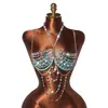 Cadena corporal de cuentas coloridas para mujer de estilo INS europeo y americano YYF, bralette sexy y elegante con cadena de cuentas vibrante en el pecho y chaleco