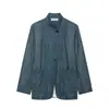 Ropa de mujer transfronteriza al por mayor nuevo estilo europeo y americano blazer a rayas de lino 7179241 pantalones a rayas 7290241