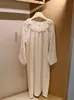 Pijama de Manga Longa em Tencel e Algodão para Mulheres Estilo Coreano Doce Fofo Estilo Renda Camisola Preguiçosa Vem com Elástico de Cabelo Combinando
