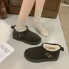 Sapatos de Algodão 2026 Sola Grossa Sapatos Birkenstock Femininos Inverno Sapatos de Pão Botas de Neve Botas Curtas Casuais Novo Estilo Quente Sapatos de Algodão com Plus Veludo