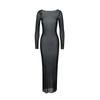 Vestido Largo de Malla Transparente Sexy Ajustado de una Sola Manga Larga de Verano Venta Caliente Transfronteriza Europea y Americana Al por Mayor
