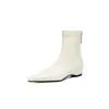 Botas Elásticas Finas de Salto Médio Apontadas Feitas à Mão para Mulheres, Novo Estilo Outono e Inverno com Zíper Traseiro, Botas de Cano Curto Versáteis que Aumentam a Altura