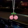Colgante de Cereza Metálica con Pedrería Transfronterizo para Coche, Cereza de Arcilla con Pedrería Completa, Adorno Colgante para Decoración de Espejo Retrovisor Interior de Coche