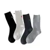 Nuevos calcetines de mujer para otoño e invierno, calcetines de algodón puro hasta la pantorrilla, estilo coreano con rayas verticales y bordado de letras de corazón, calcetines largos apilables de doble aguja