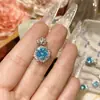 Camellia Estética Geométrica Europea y Americana Anillo Abierto en Forma de Corazón Aguamarina Set de Collares para Mujer de Lujo Ligero Diseño Francés