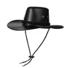 Sombrero Vaquero Occidental de Cuero Americano para Hombres y Mujeres Pareja Viaje al Aire Libre Sombrero de Ala Ancha Sombra Sombrero de Jazz Chica Caliente de Playa