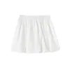 Falda plisada floral blanca esponjosa de cintura alta línea A para mujer, pantalones cortos estilo linterna nuevos 2026