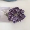 Goma para el pelo suave morada con pequeñas flores cepillada, accesorio para el pelo coreano versátil, para moño, cuerda para el pelo