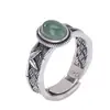 Anillo Estilo Étnico Chiba Plata Tailandesa Jade Azul Agua Cabujón Hoja de Bambú Trenzado Retro Viejo Personalizado Tendencia Nicho