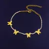 Tobillera de Diamantes de Fila Única de Lujo Ligero Popular en Instagram Sencilla de Aleación con Diamantes Brillantes Tobillera de Mariposa Tobillera Transfronteriza Europea y Americana