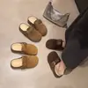 2026 Calzado de Abrigo Aumentador de Altura Otoño Celebridad de Internet Slip-on Zapatos Casuales Mujer Versátil Casual Persona Baja Suela Gruesa Nuevo Estilo Media Chinela