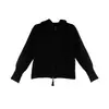 Jaqueta Cardigan de Tricô Cinza com Zíper Duplo para Mulheres Outono Nicho Solto Curto Tricô com Capuz