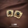 Joyería medieval vintage Aretes medievales de alta gama de estilo palaciego con flor de gota de aceite Aretes de alta gama para mujer