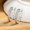 Nuevos Pendientes Franceses de Alta Gama Otoño e Invierno, Simples Elegantes, Pendientes de Hebilla de Herradura en Forma de U, Pendientes Geométricos de Fila de Diamantes para Mujer, Modernos