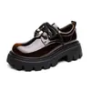 Zapatos de Mujer Estilo Británico Retro con Cordones, Suelas Gruesas, Zapatos de Cuero que Aumentan la Altura, Tacones Altos con Hebilla, Zapatos de Plataforma, Mocasines de Moda