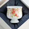Taza Maestra de Cerámica con Diseño de Hoja y Flor de Cerezo Pintada a Mano Taza de Degustación Individual Taza de Té para Oficina Juego de Té Taza de Té