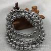 Plata Pura 999 Mantra de Seis Palabras 108 Cuentas Collar Vintage Pulsera Pulsera de Plata Plata Tai Plata Estilo Pareja para Hombres y Mujeres